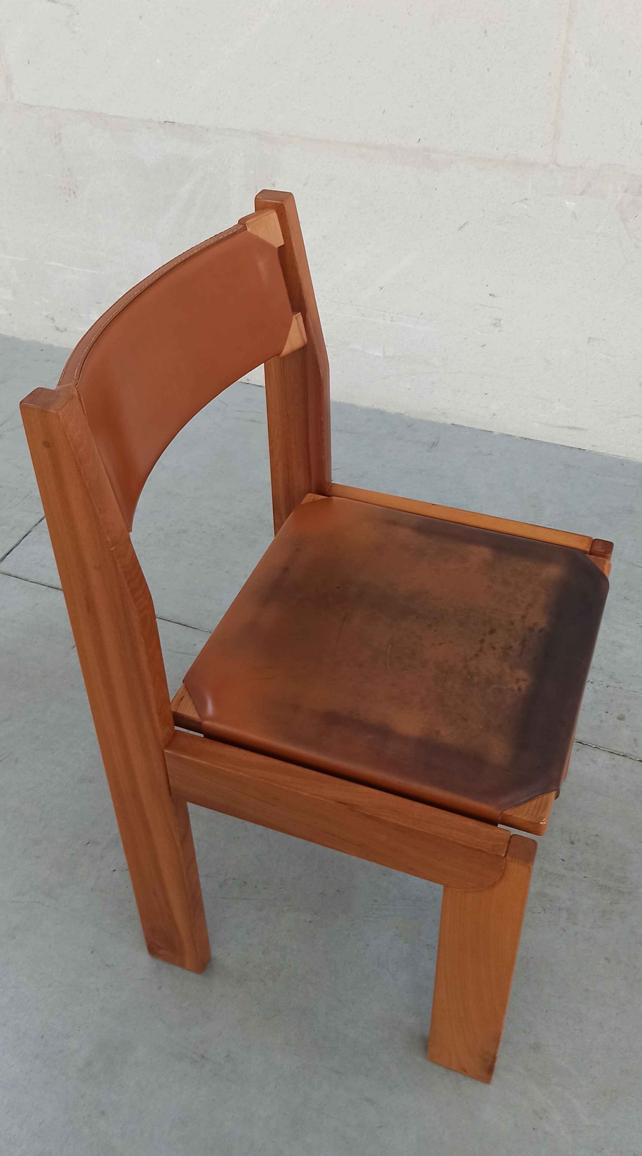 Elm and leather chairs, 80