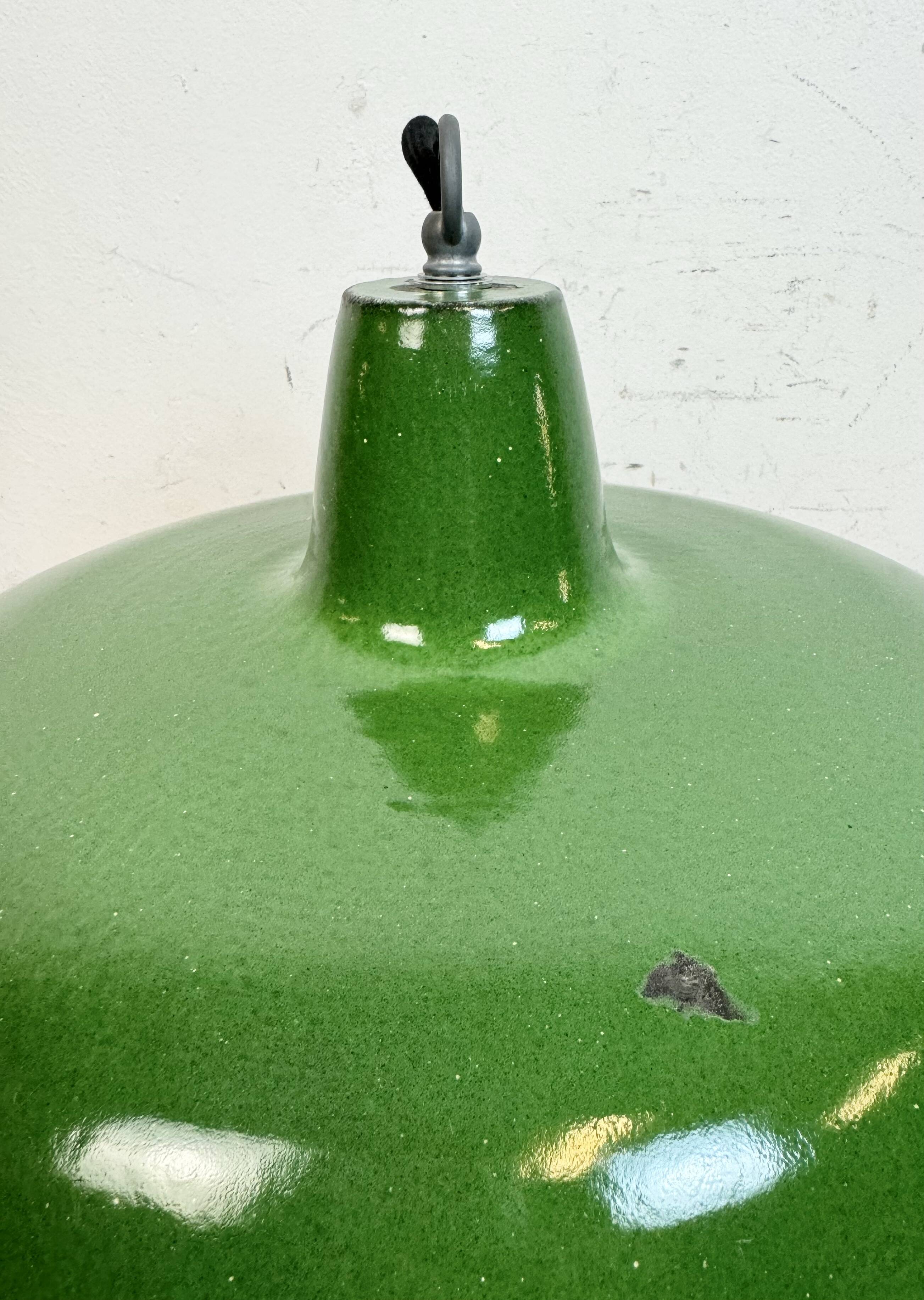 Industrial Green Enamel Factory Pendant Lamp, 1960s