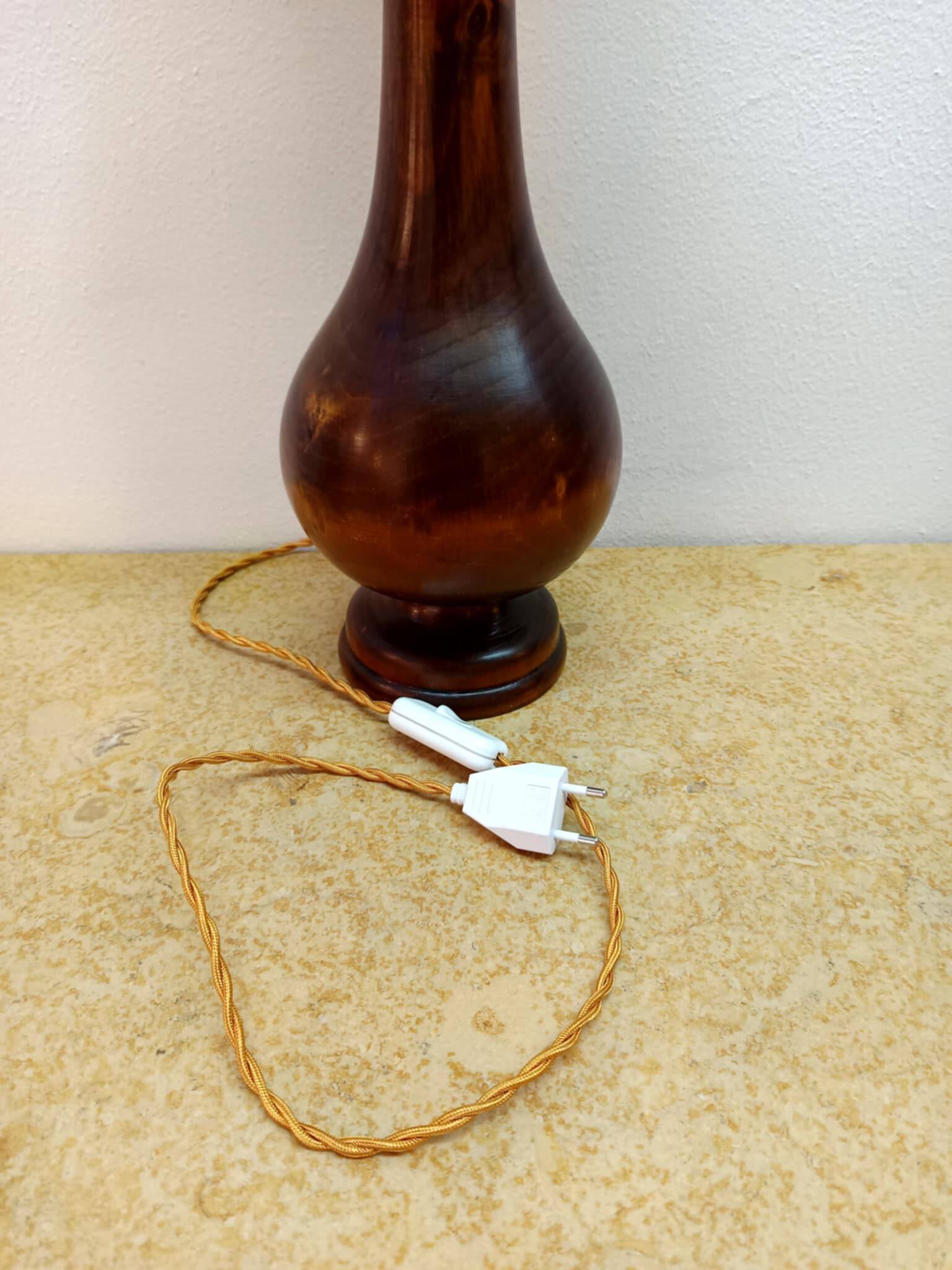 Art Deco lamp in wood and opaline glass