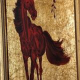 Tableau cheval feuille d'or