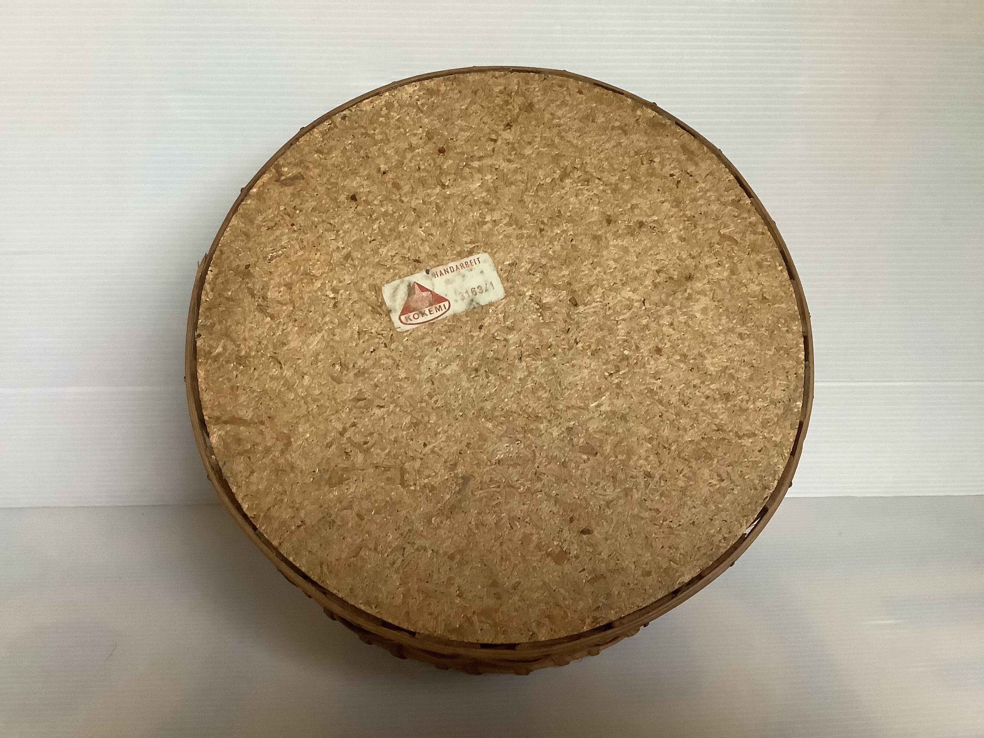 Old rattan wicker sewing box