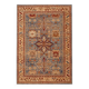Oriental rug in beige, blue, and red wool.
