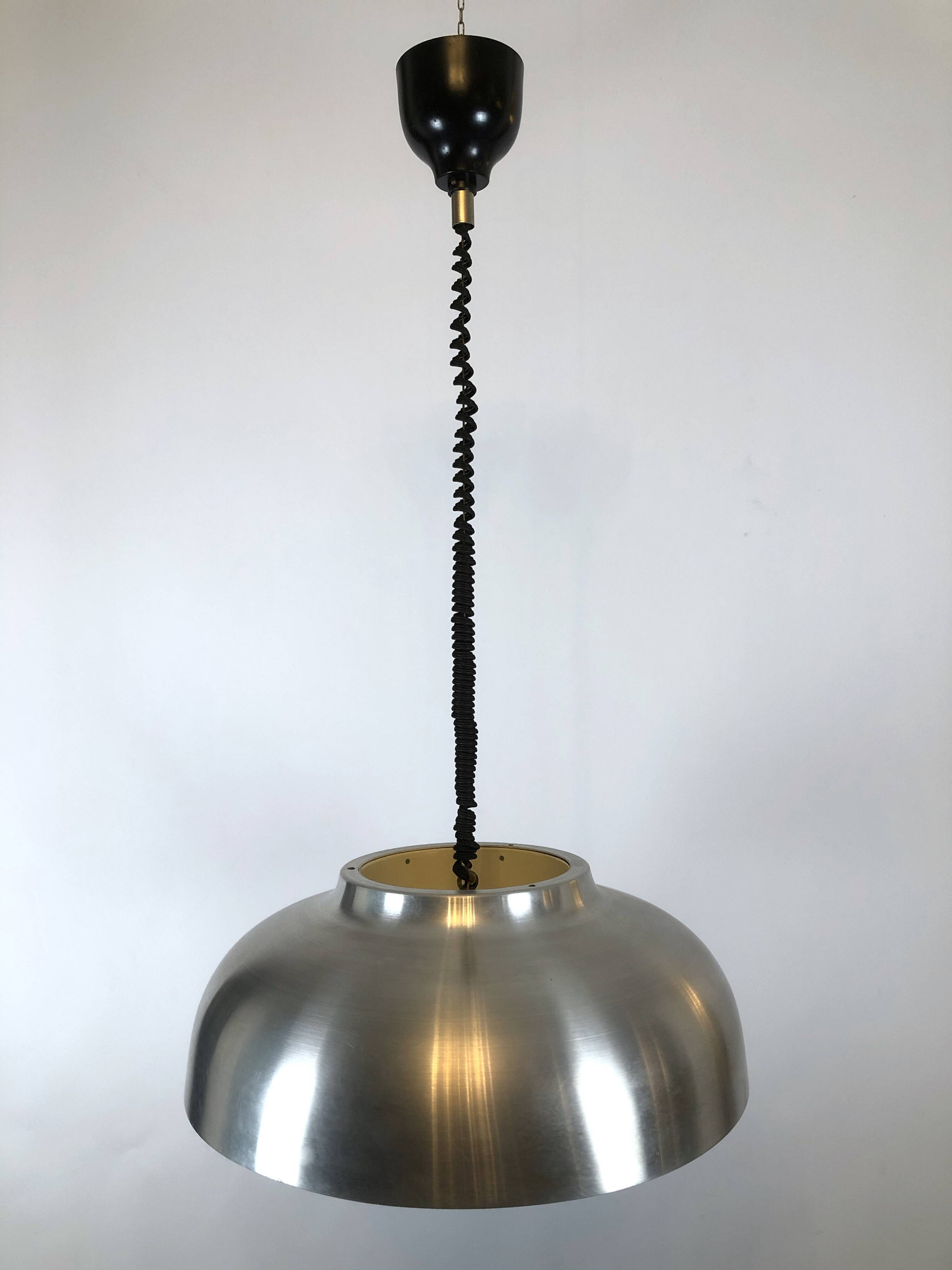 Oscar Torlasco for Lumi, large Italian pendant light with adjustable glass from 50s