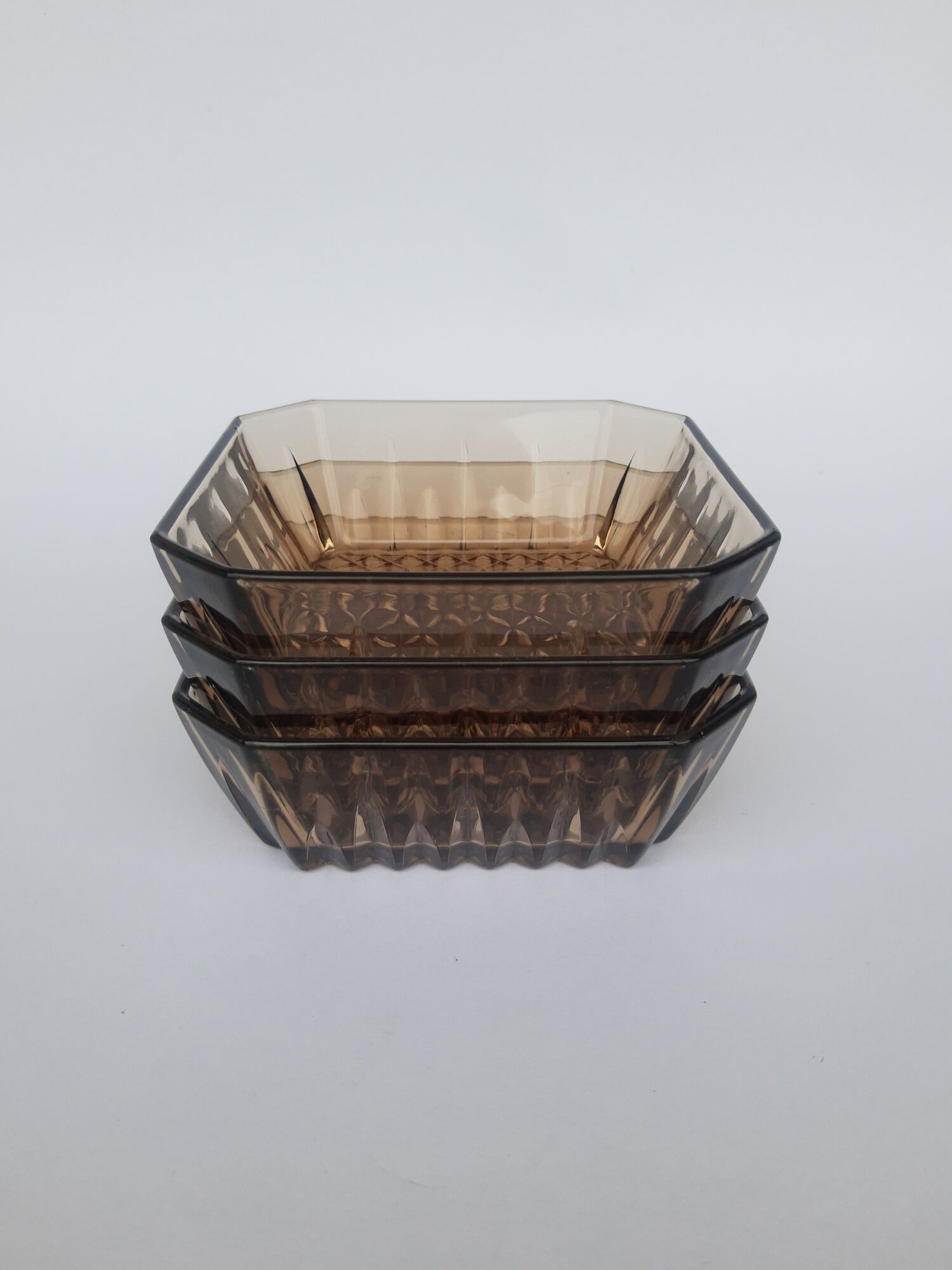 Set 3 cups in smoked glass