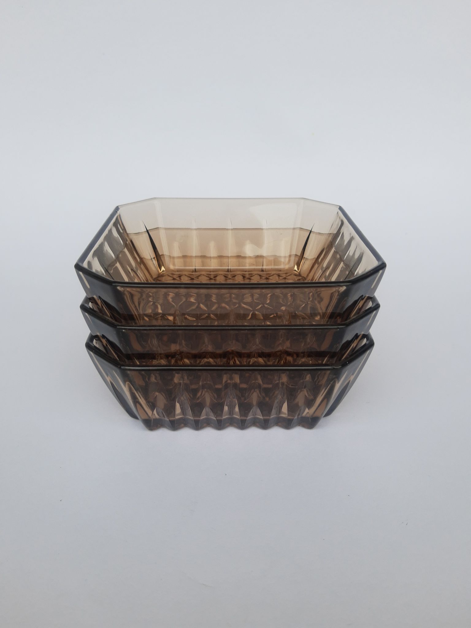 Set 3 cups in smoked glass