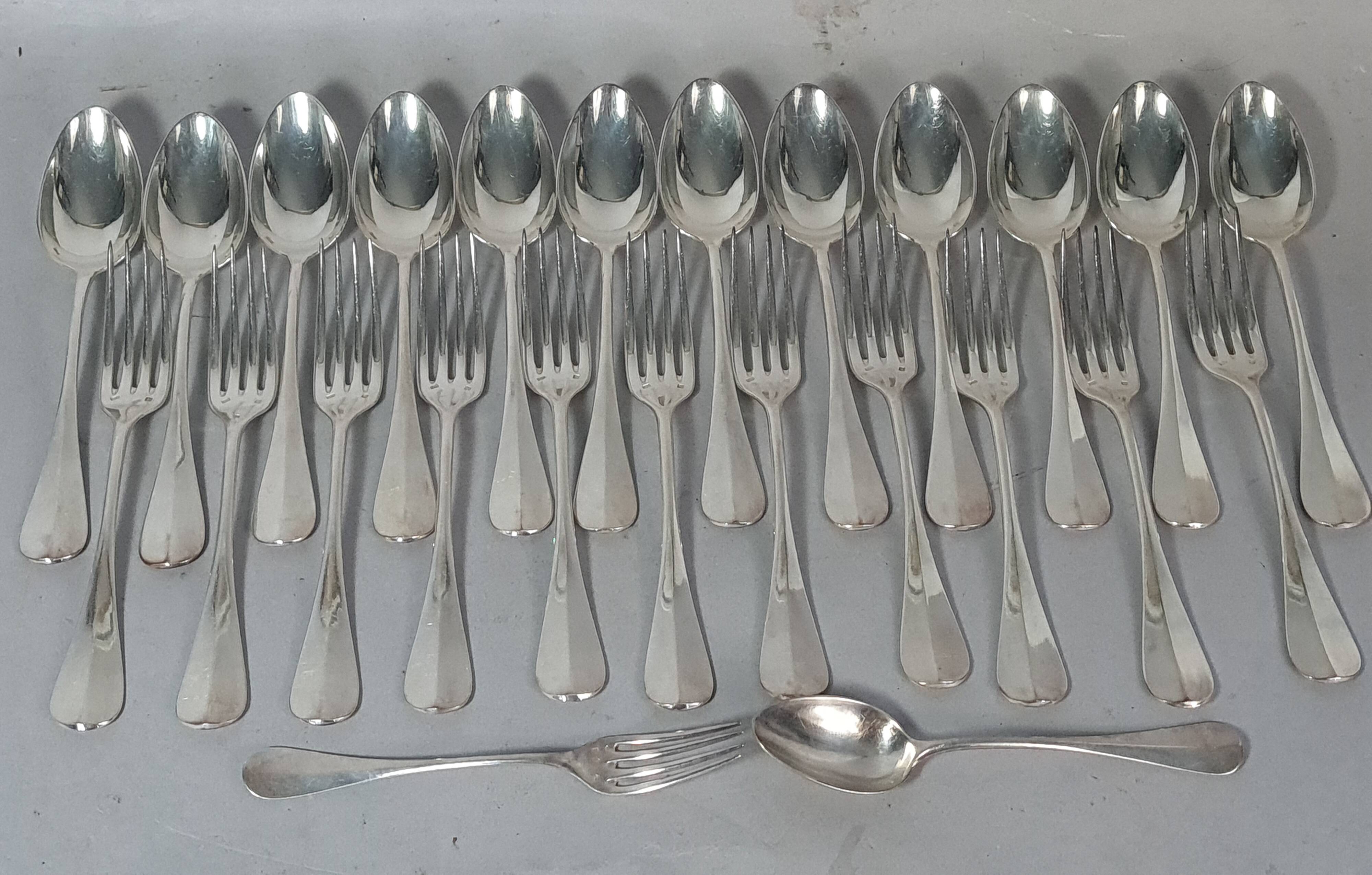 12 spoons & 11 forks Cailar Bayard (Christofle) silver-plated metal D178