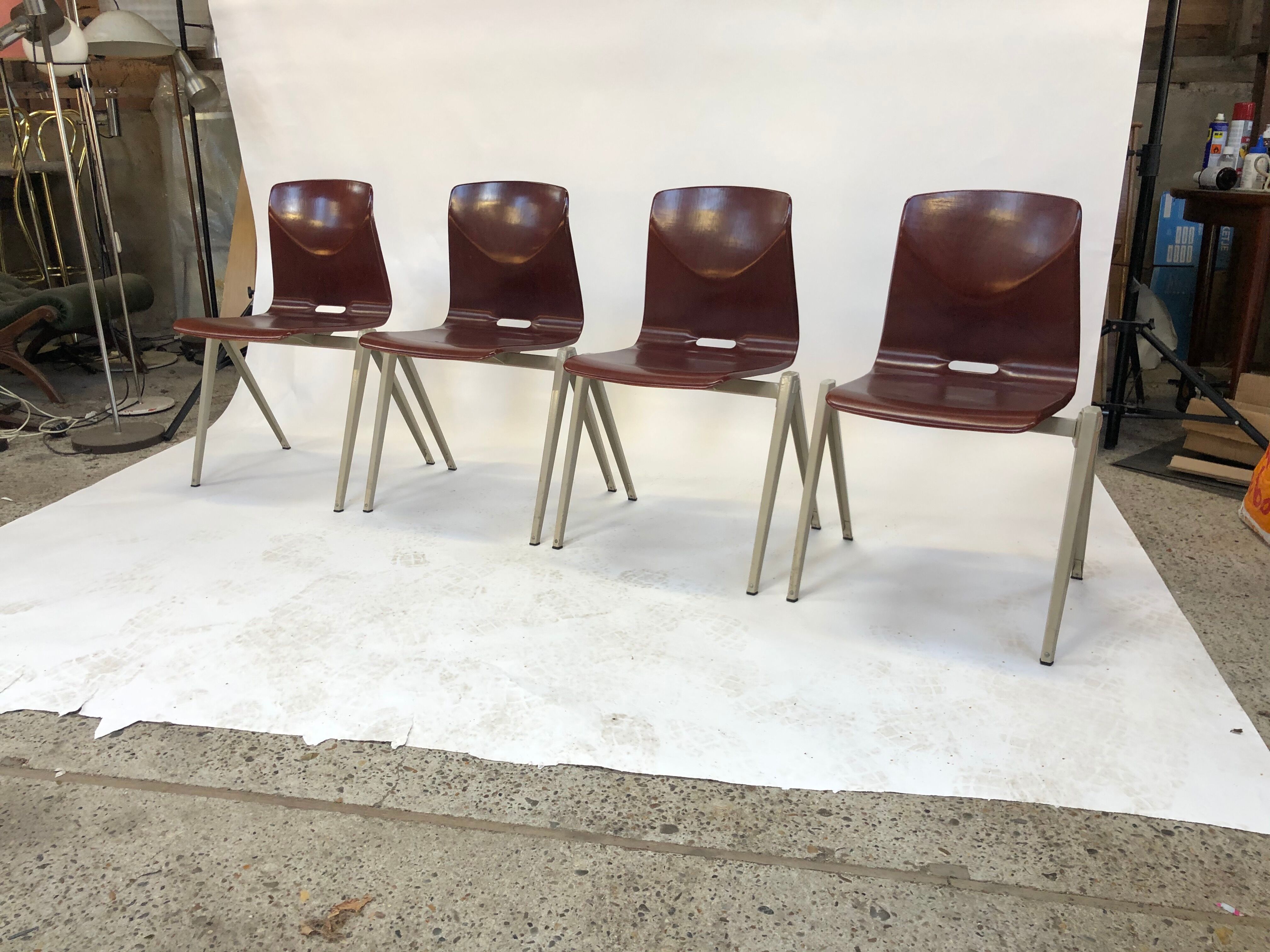 Lot of 4 vintage chairs Galvanitas S22 in the Netherlands