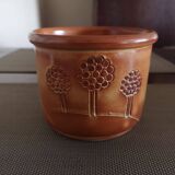 Cache pot en terre cuite émaillée - Art naïf - Daté de 1953
