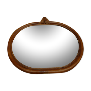 miroir vintage ovale - rotin