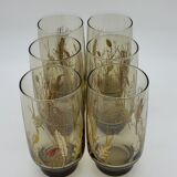 Pitcher and 6 lemonade glasses - wheat cob decoration - Luminarc France - vintage 70s