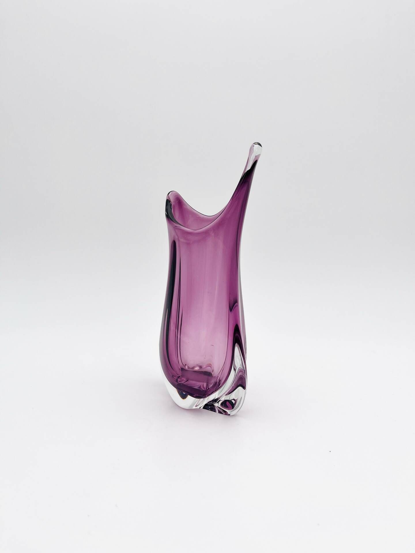 Murano Sommerso Vase Sculptural Organic Amethyst
