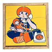 Wooden frame puzzle from the 60s/70s depicting a young girl.