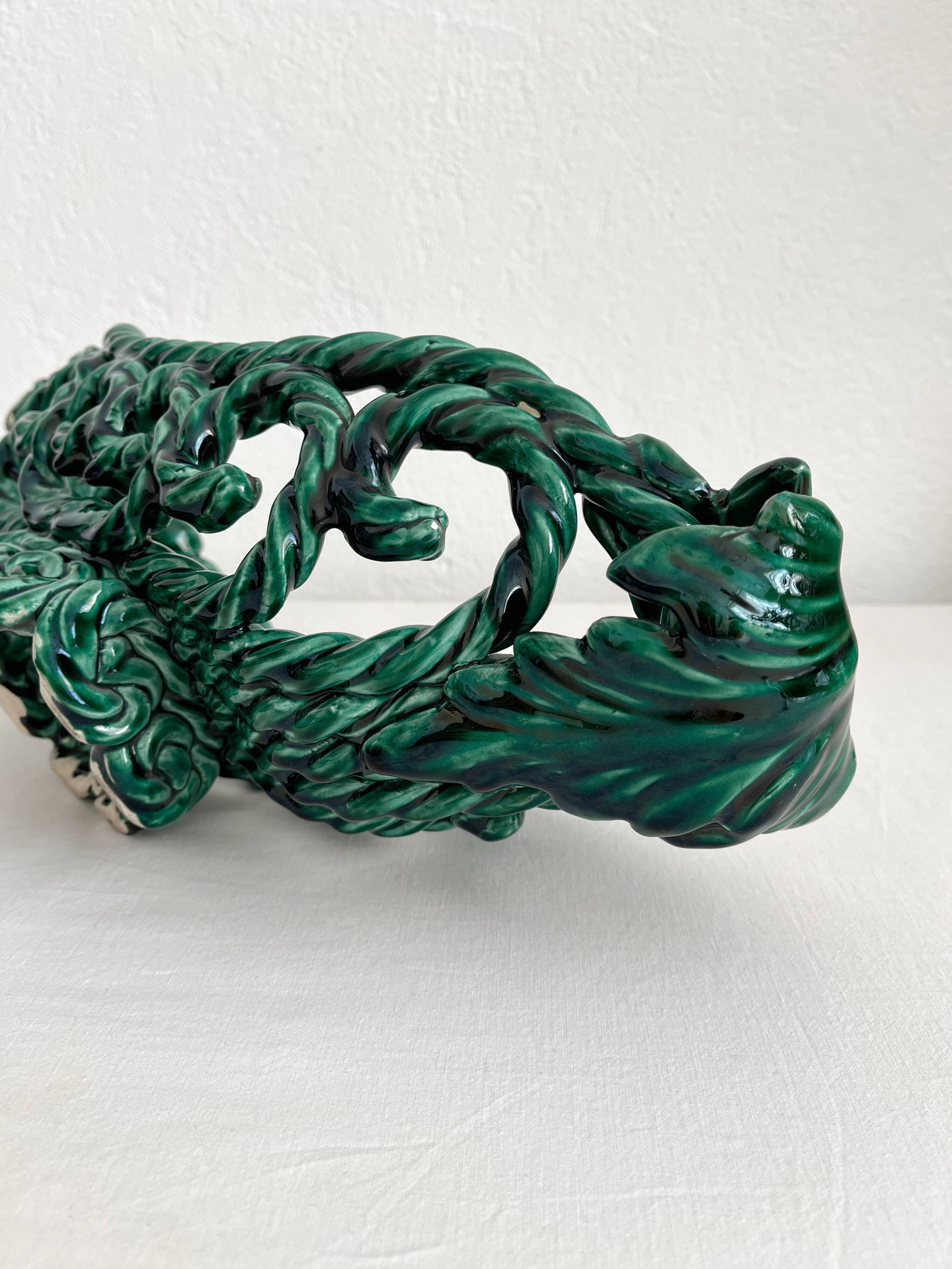 Vintage woven ceramic fruit bowl