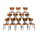 Série de 12 chaises en métal et bois