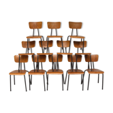 Series of 12 metal and wood chairs