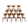 Series of 12 metal and wood chairs
