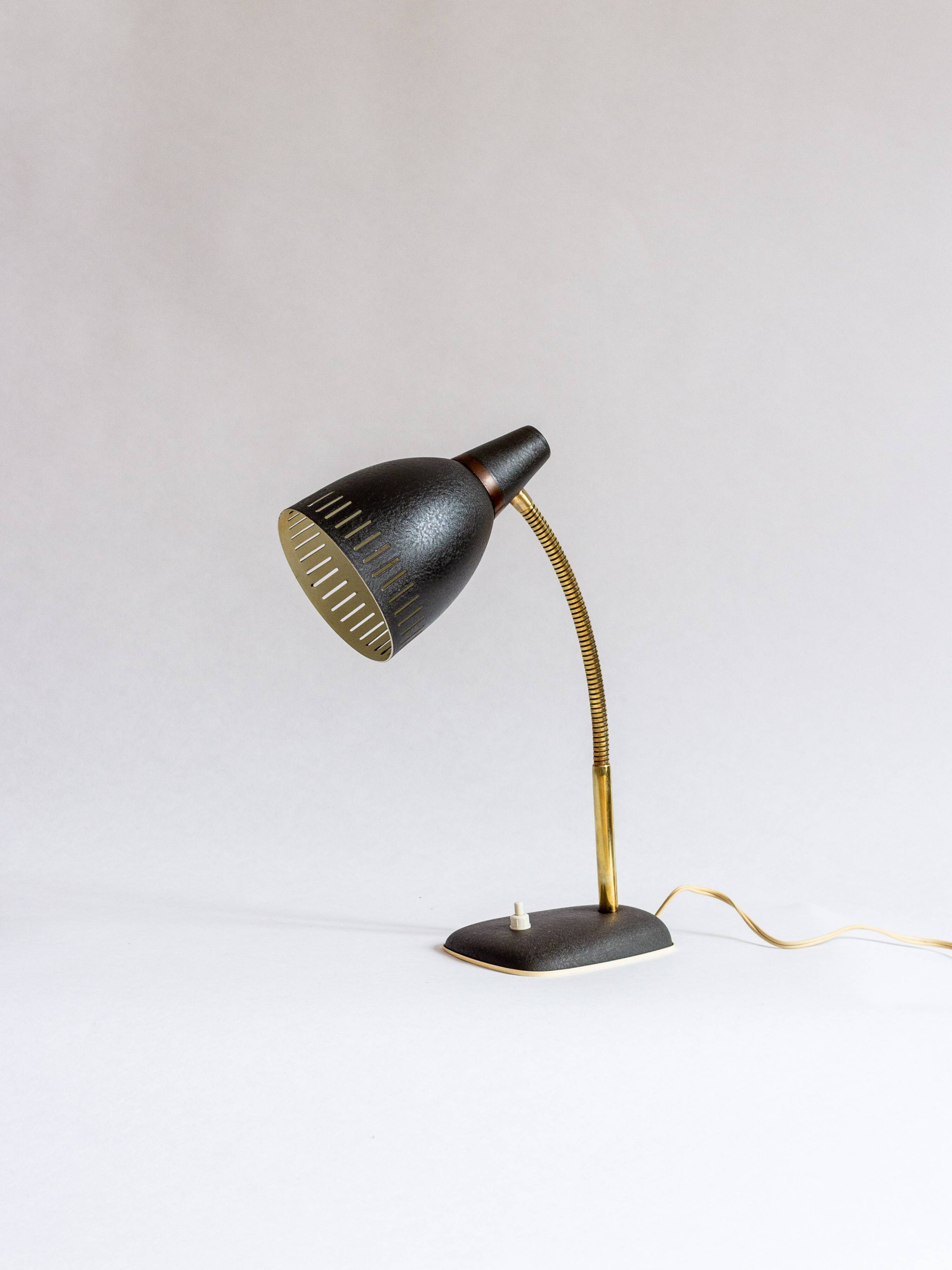 Metal and brass cocotte lamp, 1950s
