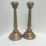 Pair antique bronze candlesticks