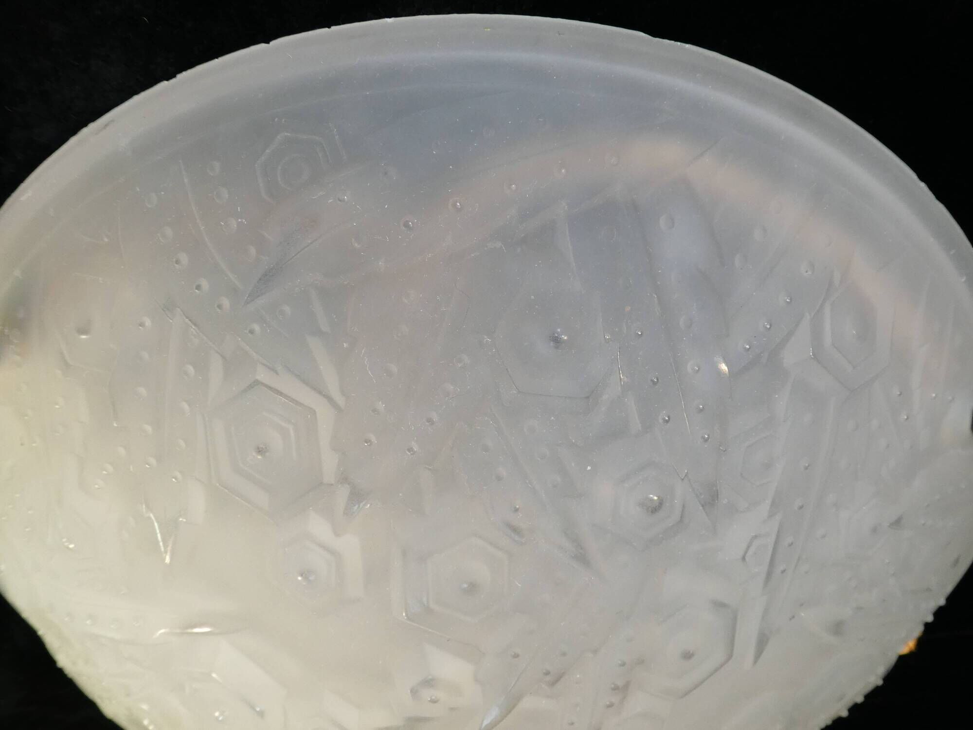 Pendant lamp washbasin art deco pressed molded glass muller freres luneville