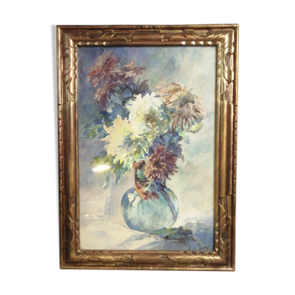 Bouquet of flowers golden frame