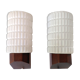 Opaline and teak sconces