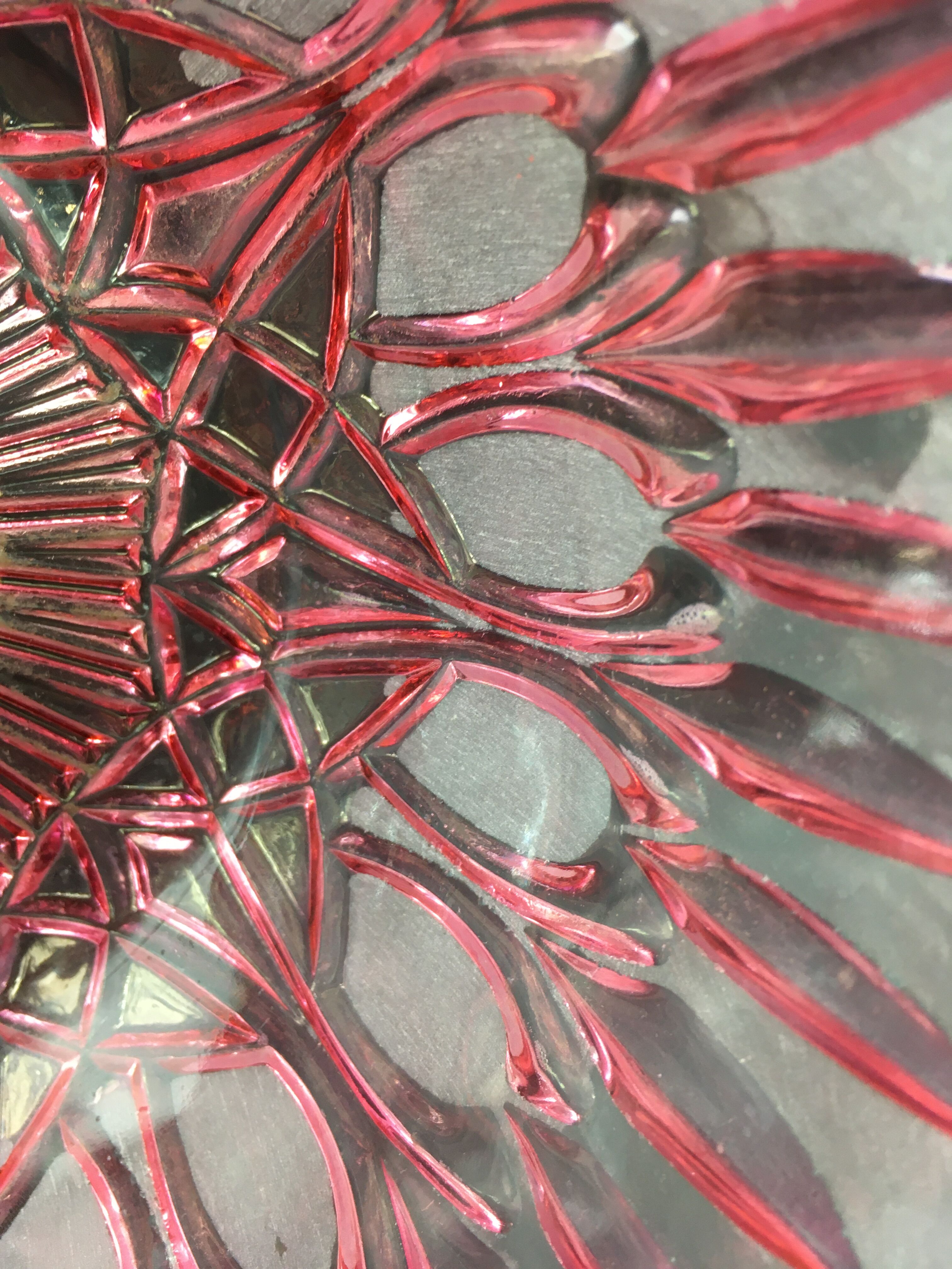 Vintage bedside with grapevines and chiseled crystal