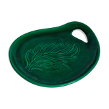 Plat de présentation forme libre Barbotine verte années 50