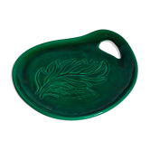 Plat de présentation forme libre Barbotine verte années 50