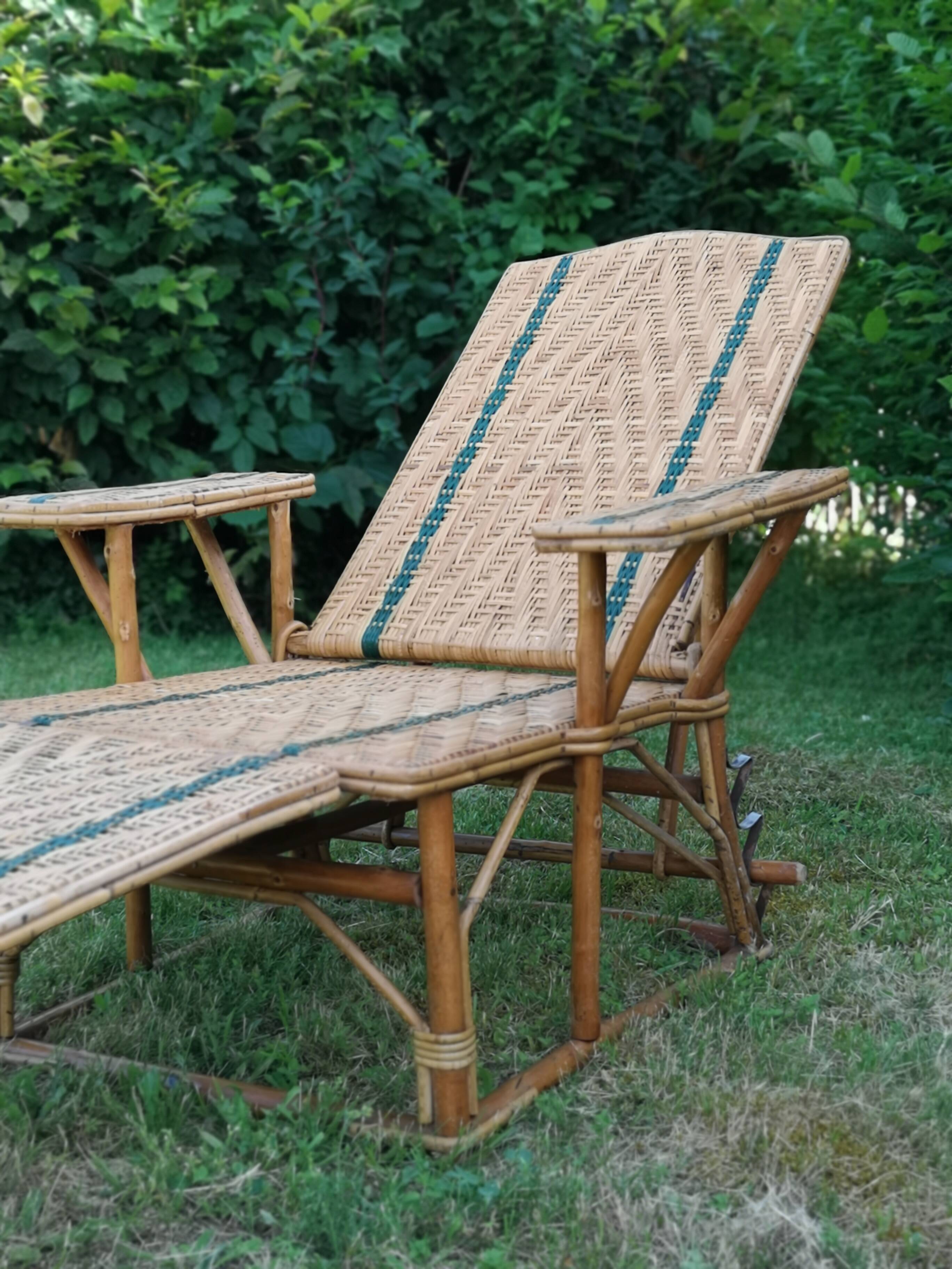 Long rattan chair - bamboo