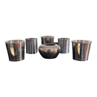 Series of 5 vintage silver metal candle holders