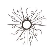 Grand miroir soleil en métal noir, années 70