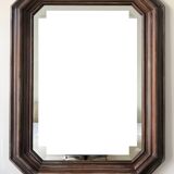 Beveled mirror with molded wooden frame - 87x67 cm