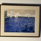 "Boats on the lake" gouache signed
