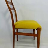 Set of Six Italian Art Deco Walnut Chairs with Colorful Velvet Seats, 1950s