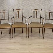 English Sheraton Style Armchairs and Chairs, Late 19th Century, Set of 4