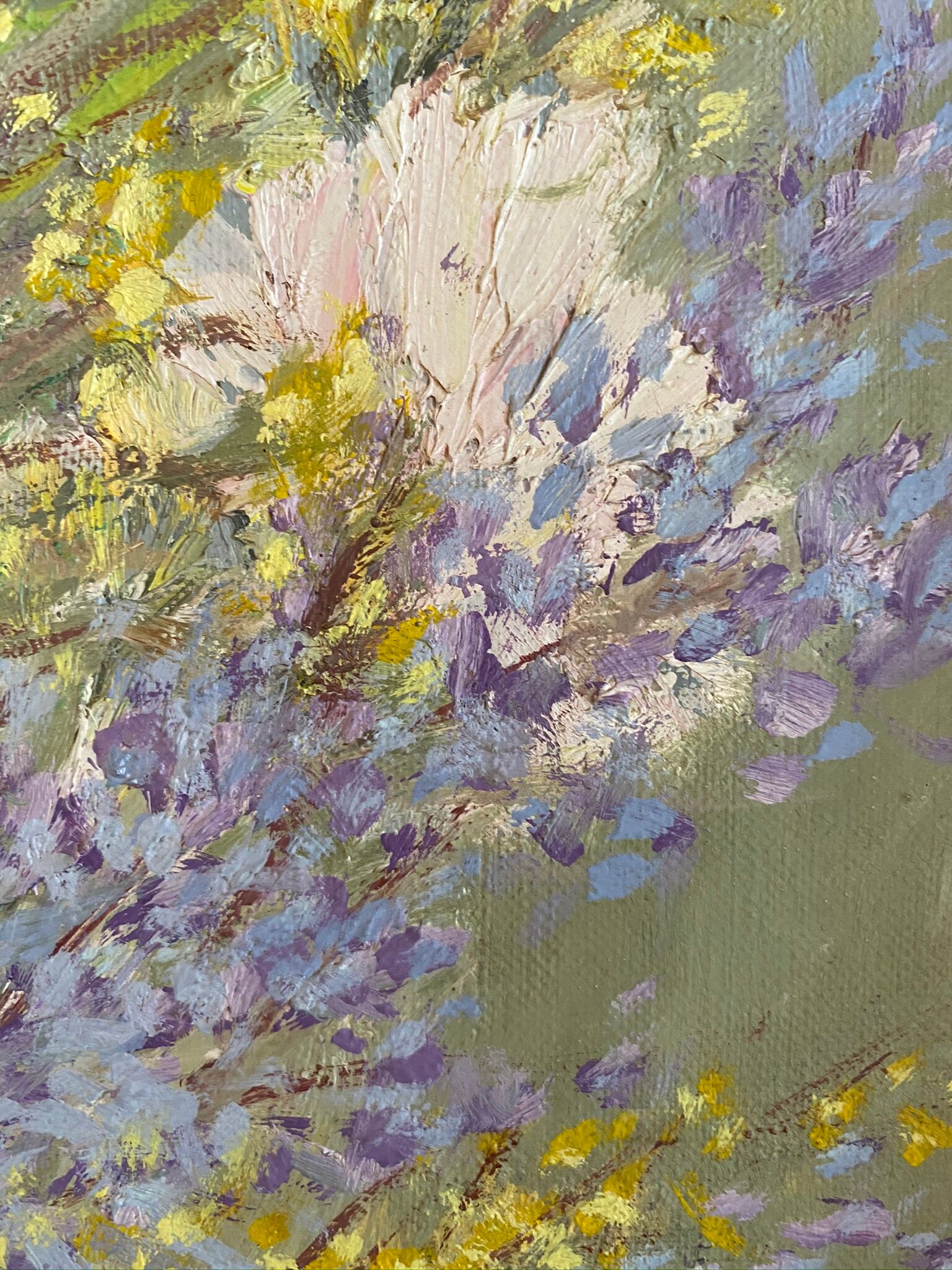 Ancient painting, still life with wildflowers 60/80s