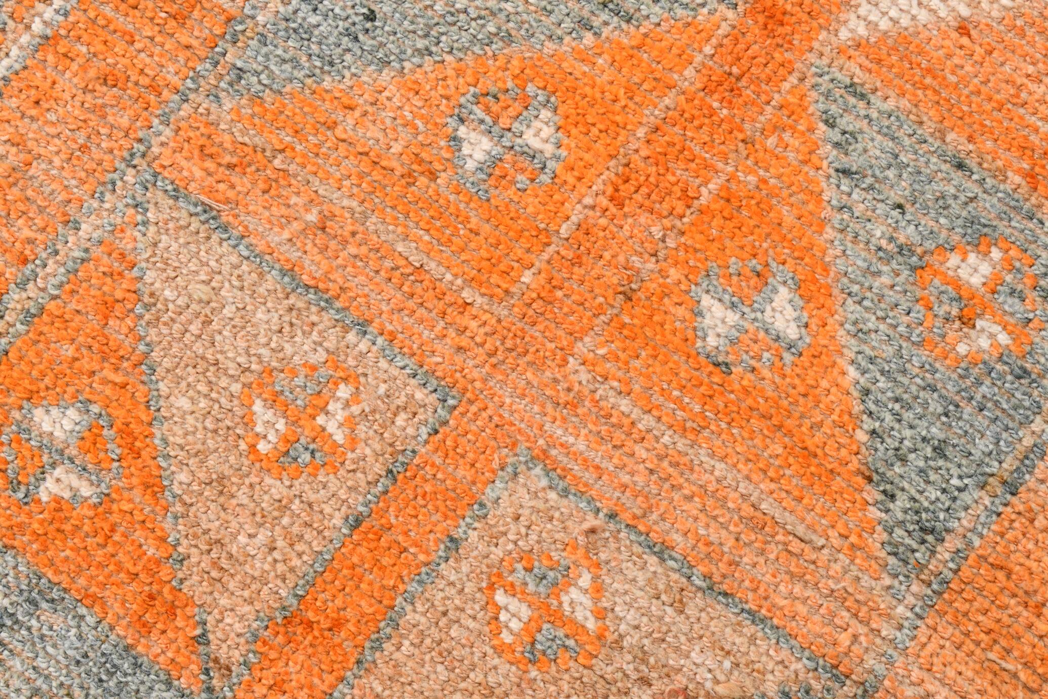 3x12 Rug For Laundry Orange Turkish Vintage Runner Rug, 95x370Cm SK 22033