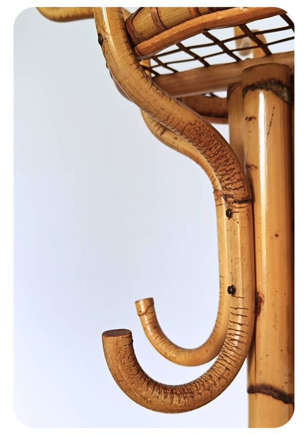 Porte-manteau perroquet en bambou vintage