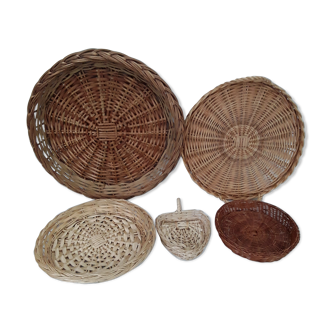 Set 5 wicker trays