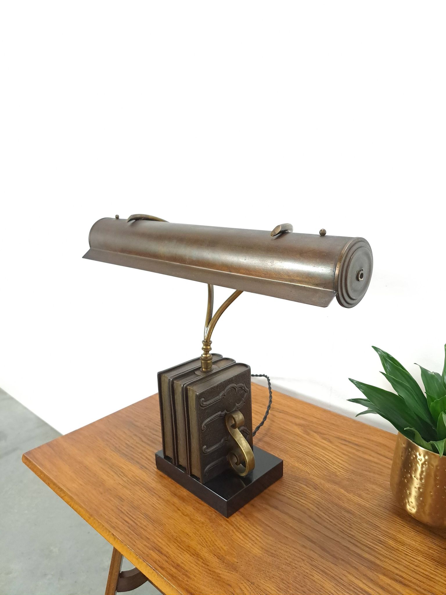Lampe de bureau en bronze, lampe de banquier