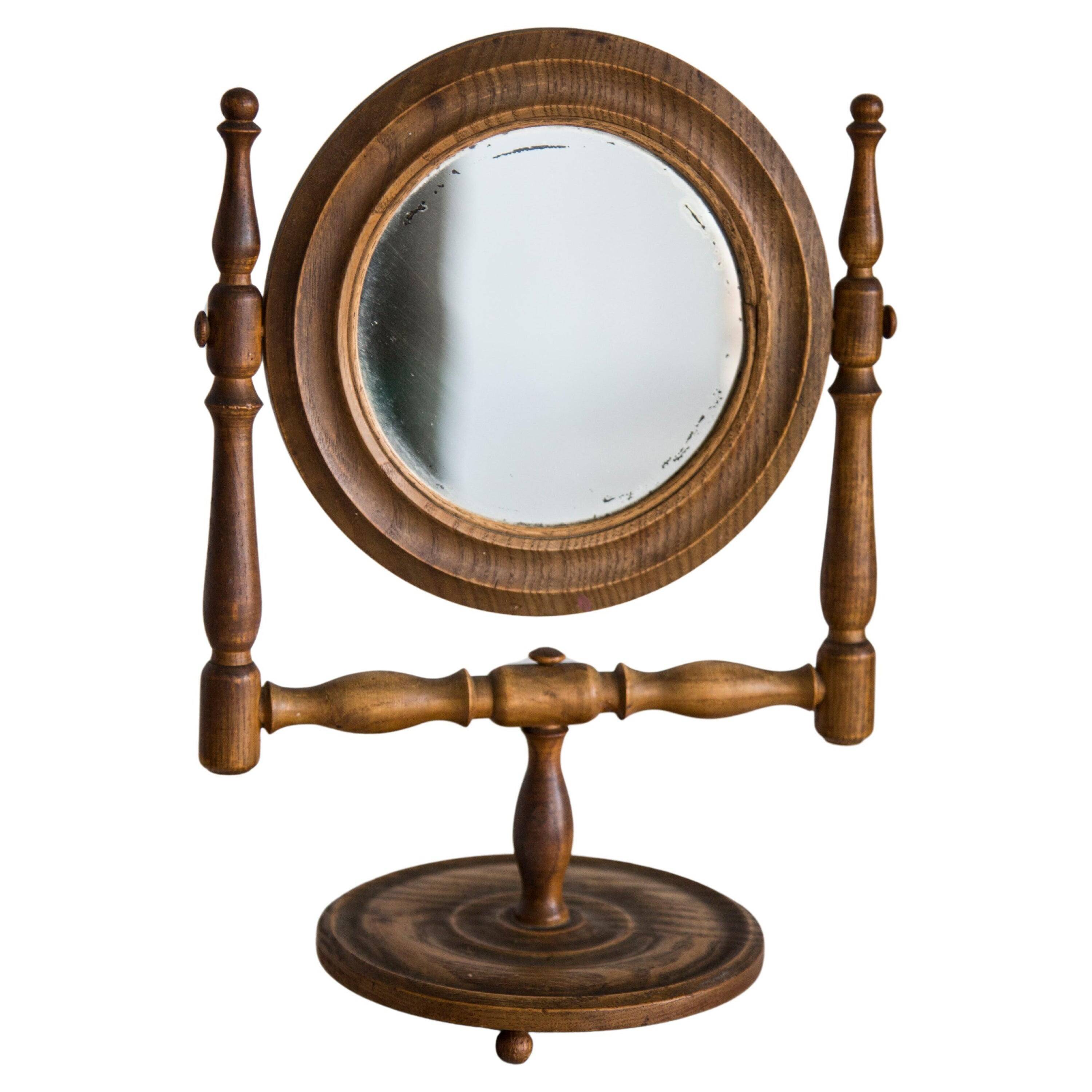 Miroir décoratif brun milieu de siècle avec cadre en bois, Italie, 1960s