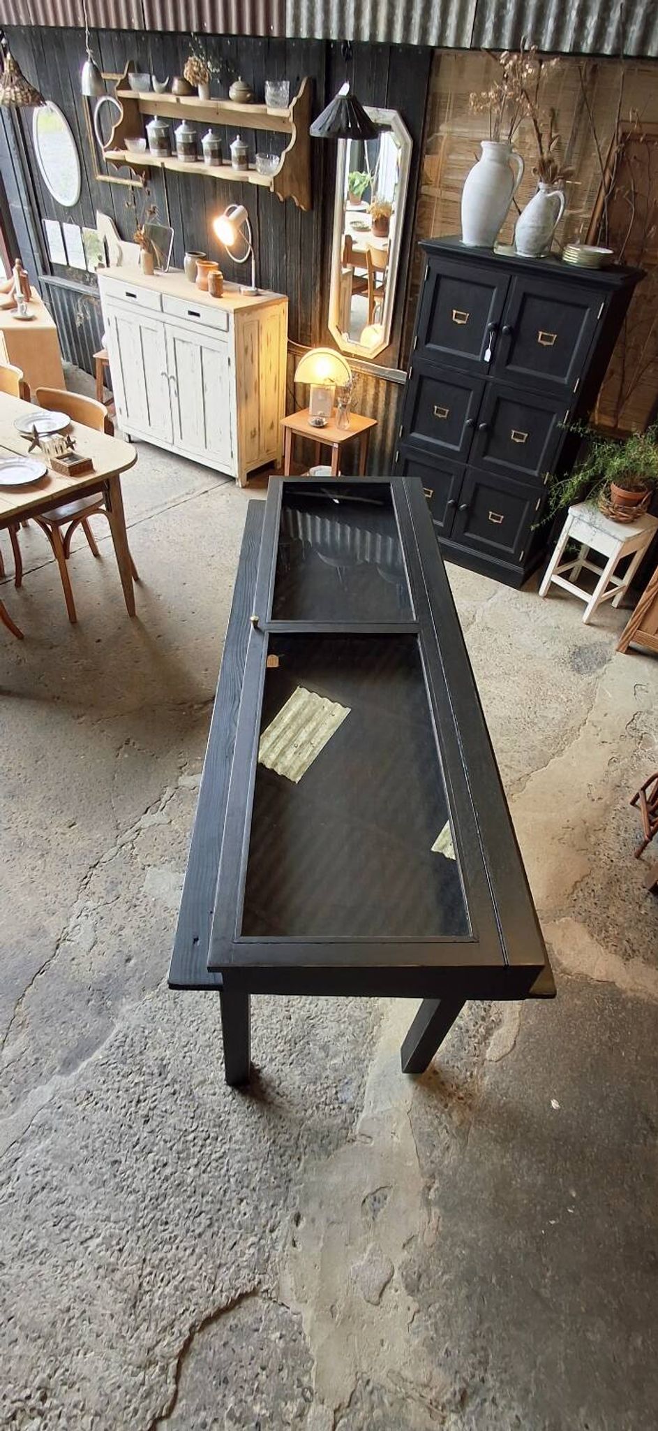 Antique display cabinet on legs