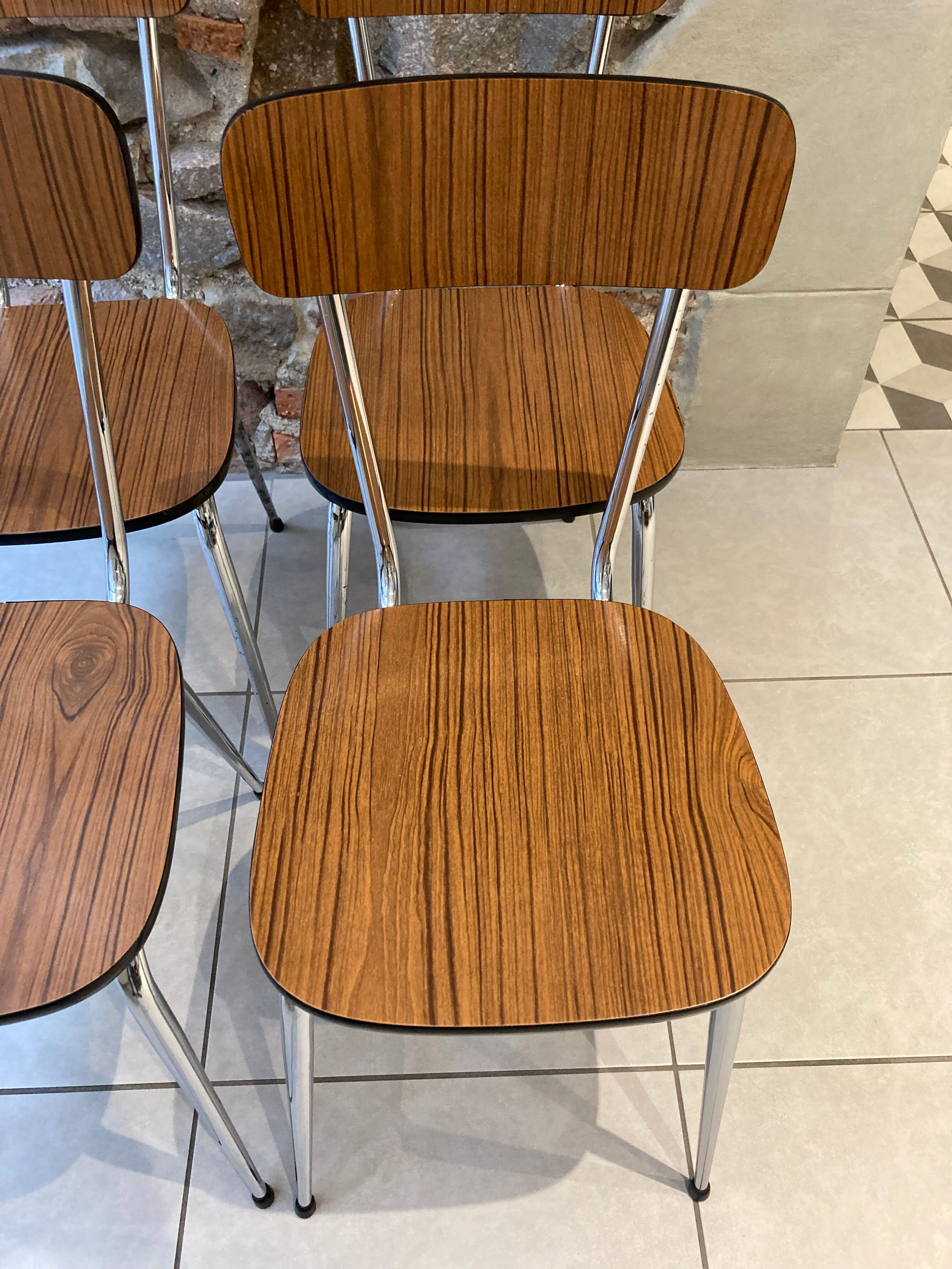 Set of 4 chairs formica imitation wood