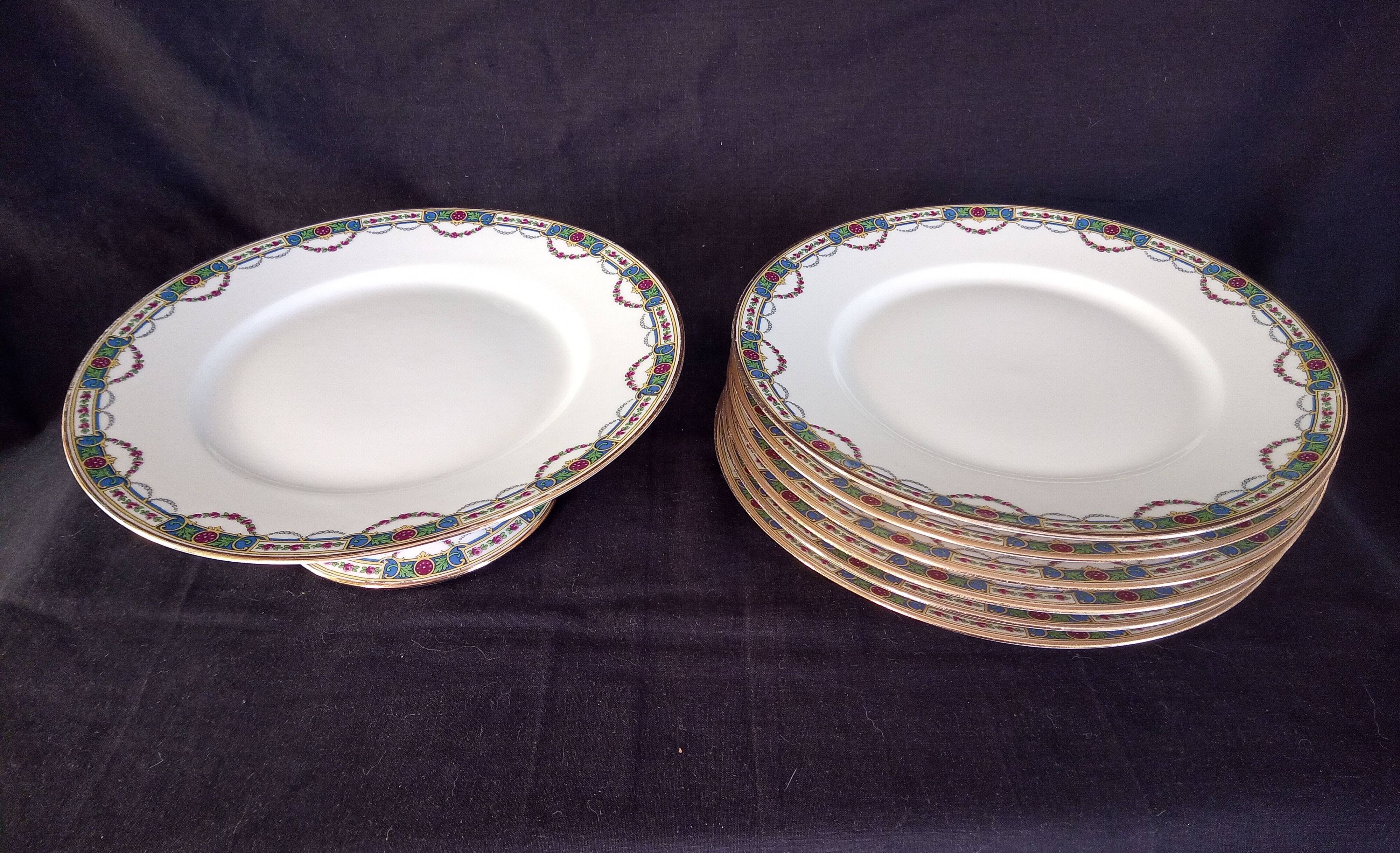 Limoges porcelain dessert service for 12 people, Jean Boyer and Nardon Lafarge (1920 - 1934)