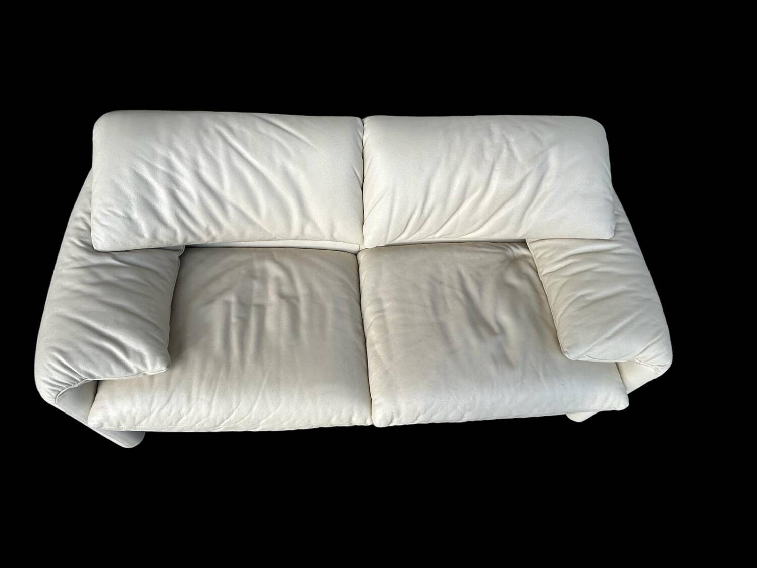 Maralunga White Leather Sofa By Vico Magistretti For Cassina, 1970s No. 2