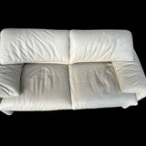 Maralunga White Leather Sofa By Vico Magistretti For Cassina, 1970s No. 2