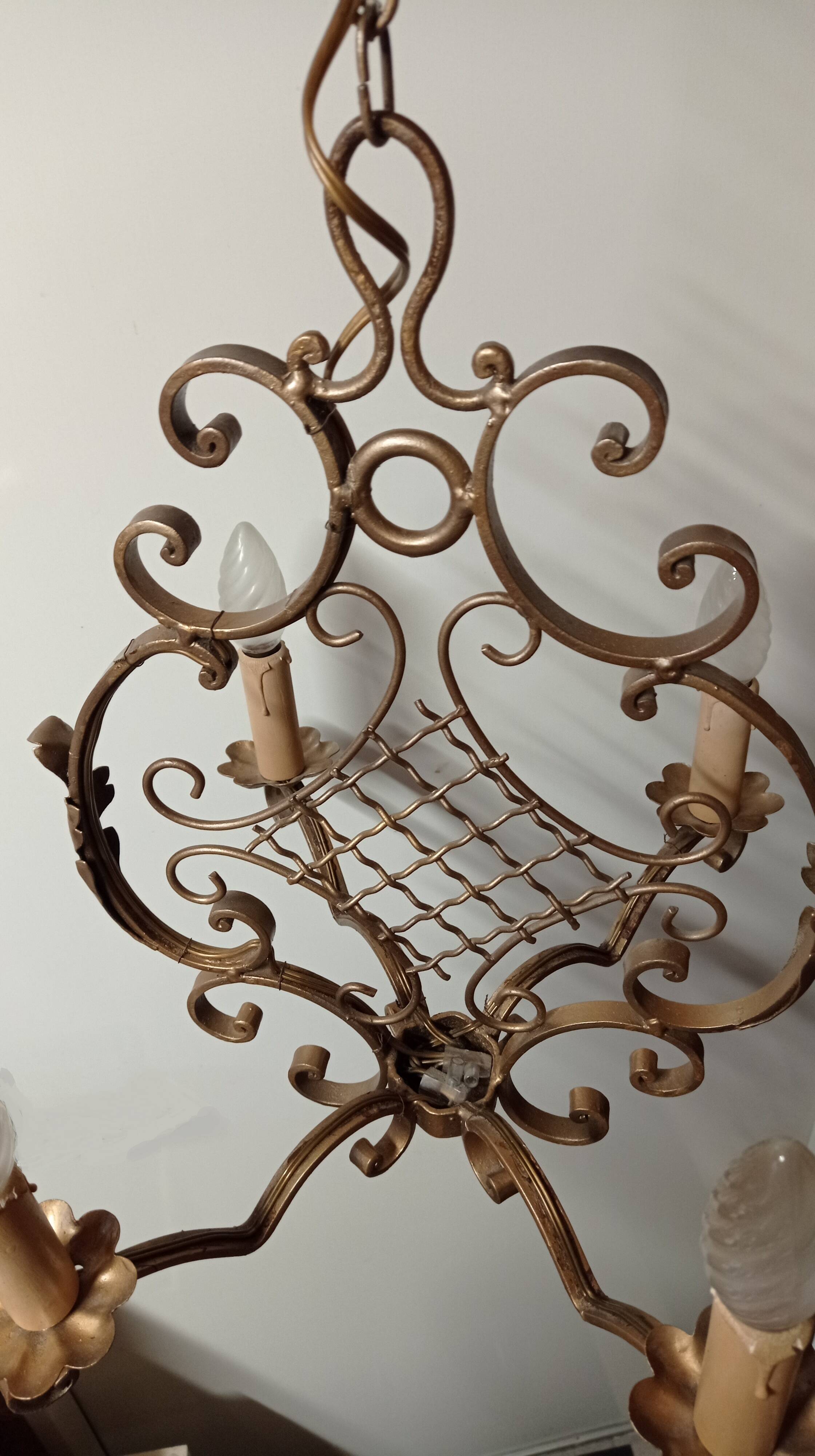 Bronze Cross Chandelier, 1940s