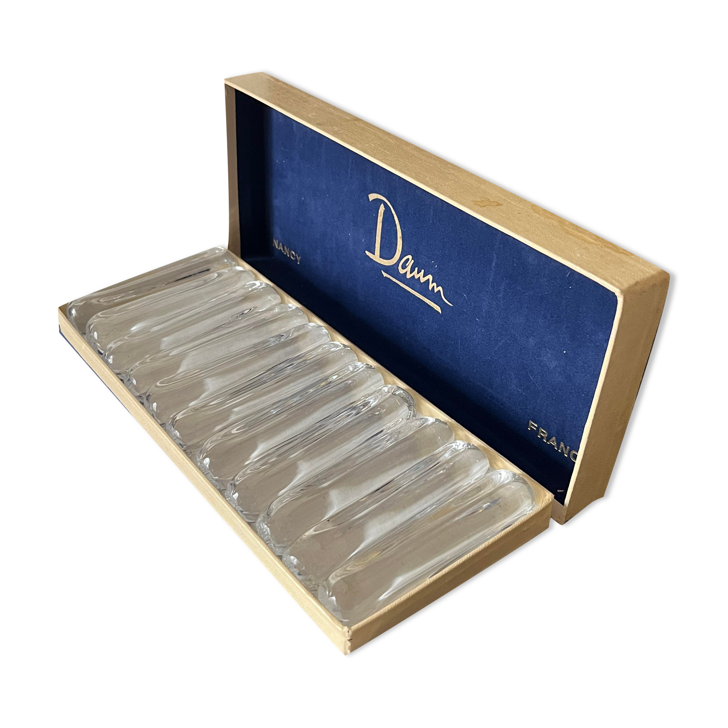 11 Daum crystal knife holder with its box