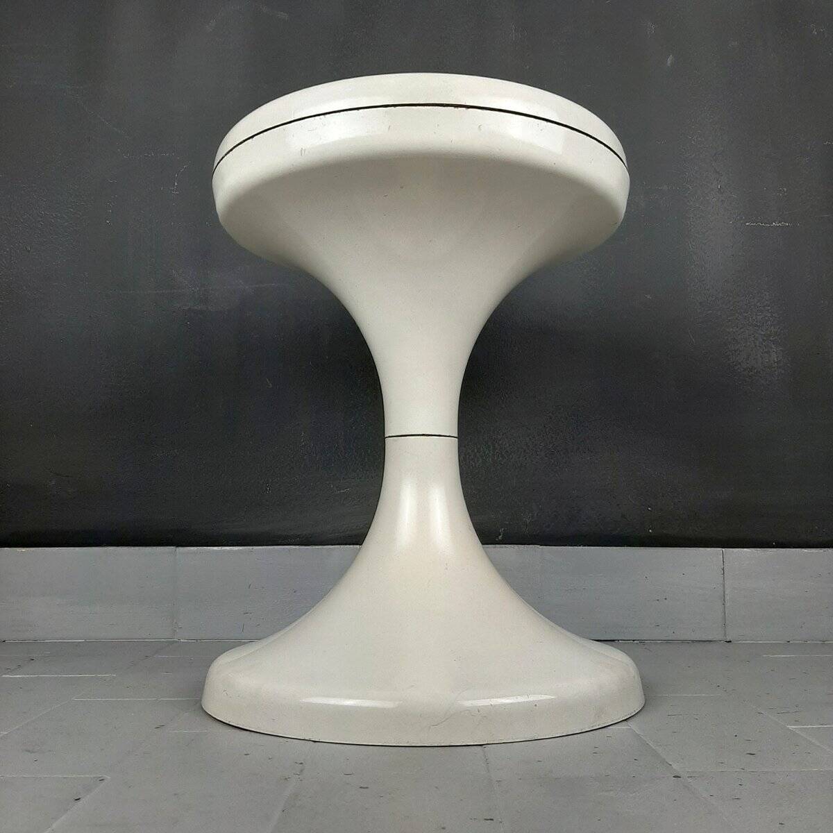Jurcek stool in white plastic by Bogomir Zorman & Ljerka Finžgar for Meblo Yugoslavia, 1970s