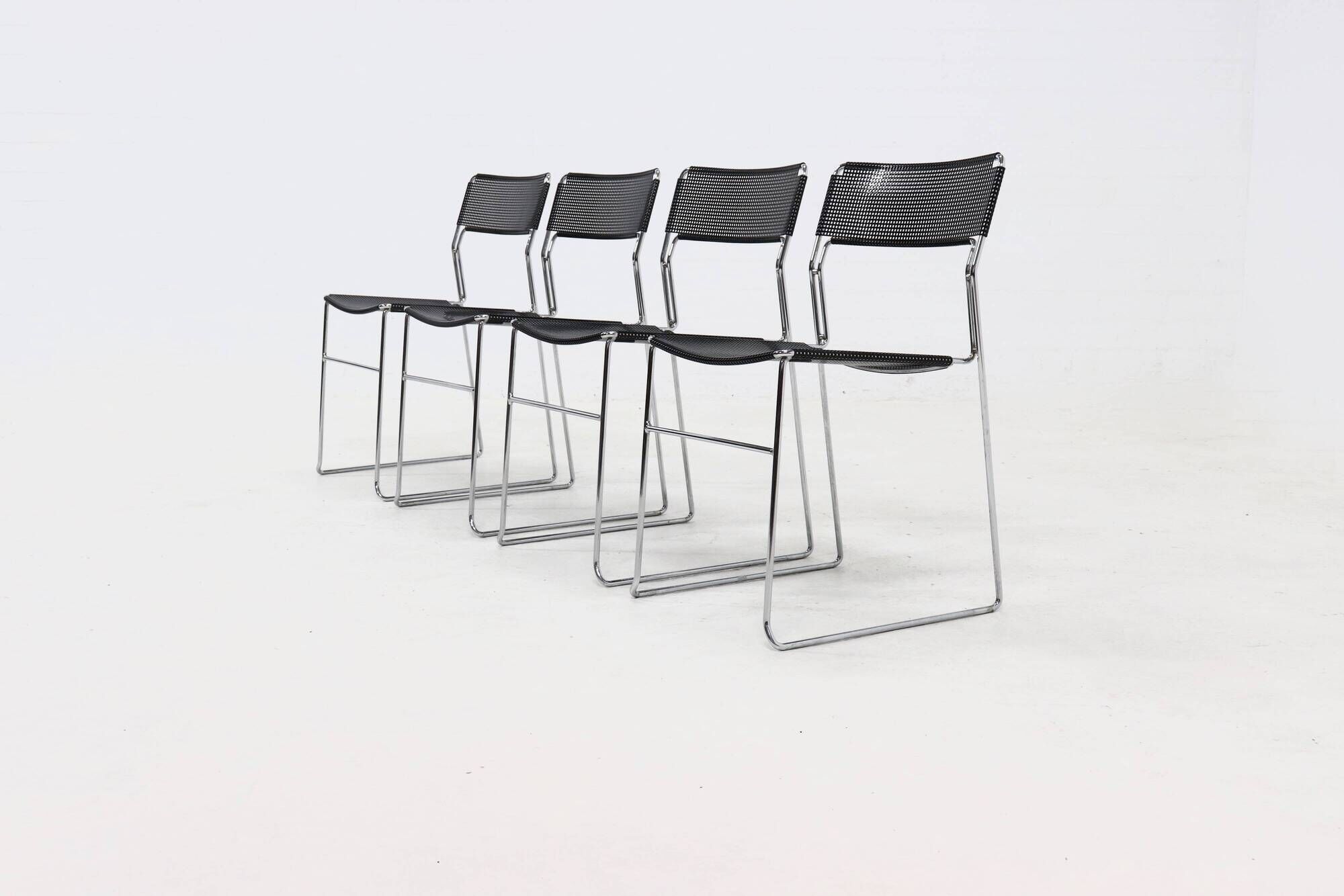 Set of 4 "Sultana" stacking dining chairs by Arrben Italy, 1980s